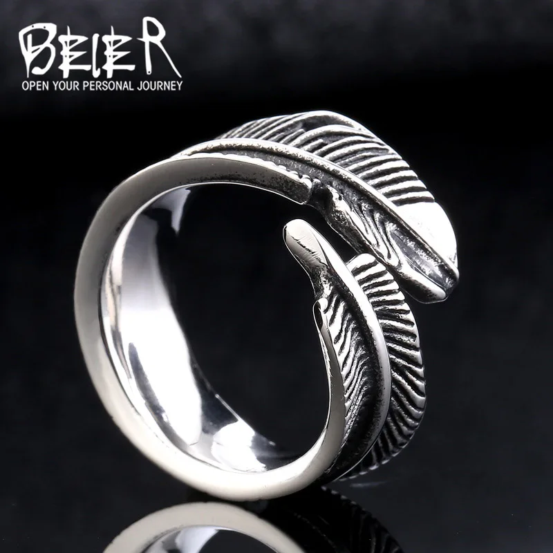 Beier New Arrival Adjustable Feather Ring Stainless Steel VIntage Jewelry For Man Woman anything003
Beier New Arrival Adjustable Feather Ring Stainless Steel VIntage Jewelry For Man Woman anything003
