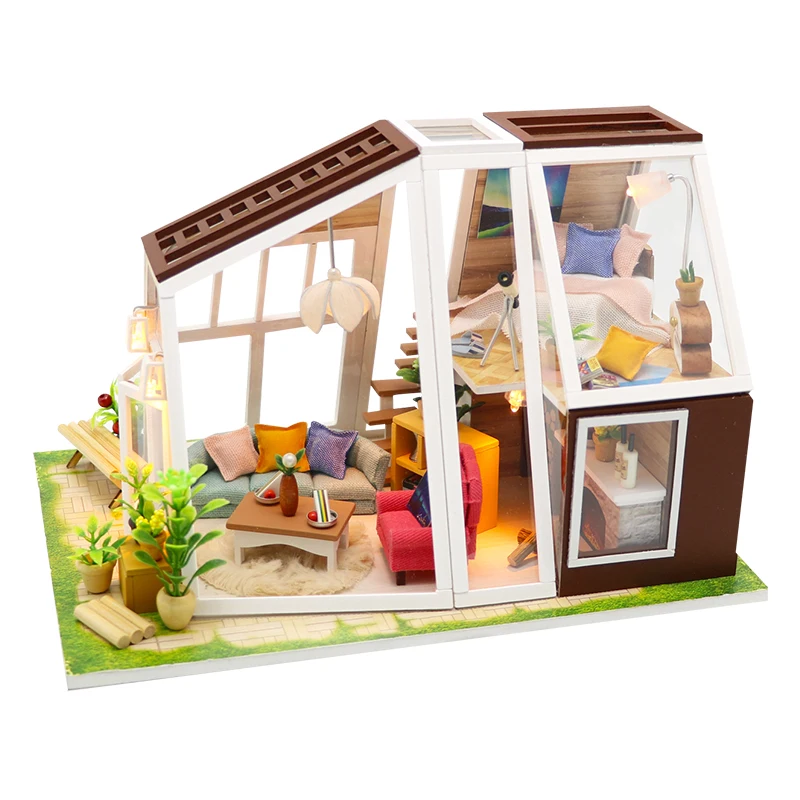 

New Doll House Wooden Furniture Diy House Miniature Puzzle Assemble Kits 3d Miniaturas Dollhouse Toys For Children Birthday Gift