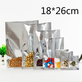 18*26cm Open Top Translucent Aluminum Foil Pack Bag For Party Dried Food Silver / Clear Heat Sealable Vacuum Pouches Plastic Bag
18*26cm Open Top Translucent Aluminum Foil Pack Bag For Party Dried Food Silver / Clear Heat Sealable Vacuum Pouches Plastic Bag