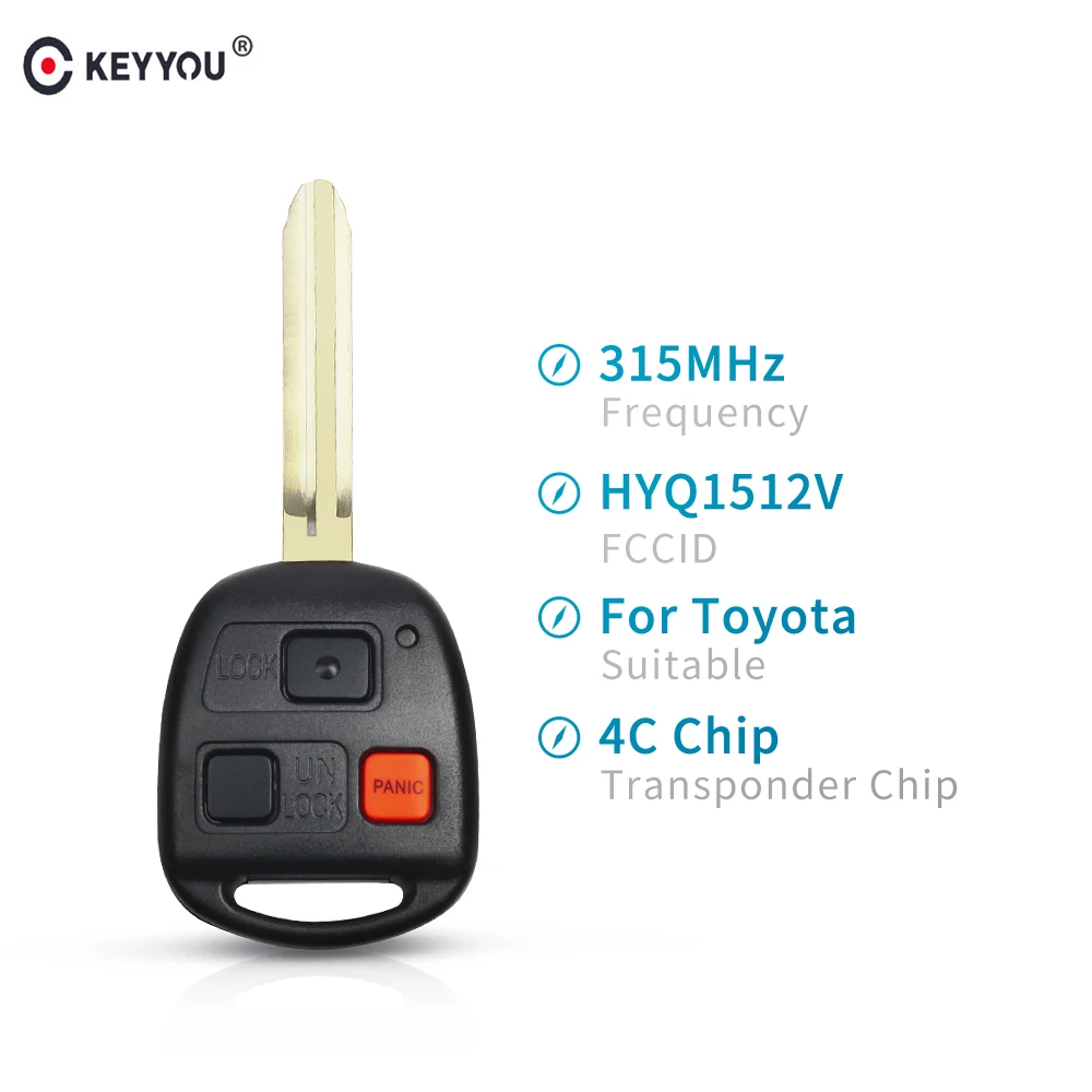 KEYYOU Car Remote Key For Toyota Land Cruiser 2003-2007 315Mhz Key For Toyota HYQ1512V Transponder 4C Chip TOY43 Blade
KEYYOU Car Remote Key For Toyota Land Cruiser 2003-2007 315Mhz Key For Toyota HYQ1512V Transponder 4C Chip TOY43 Blade