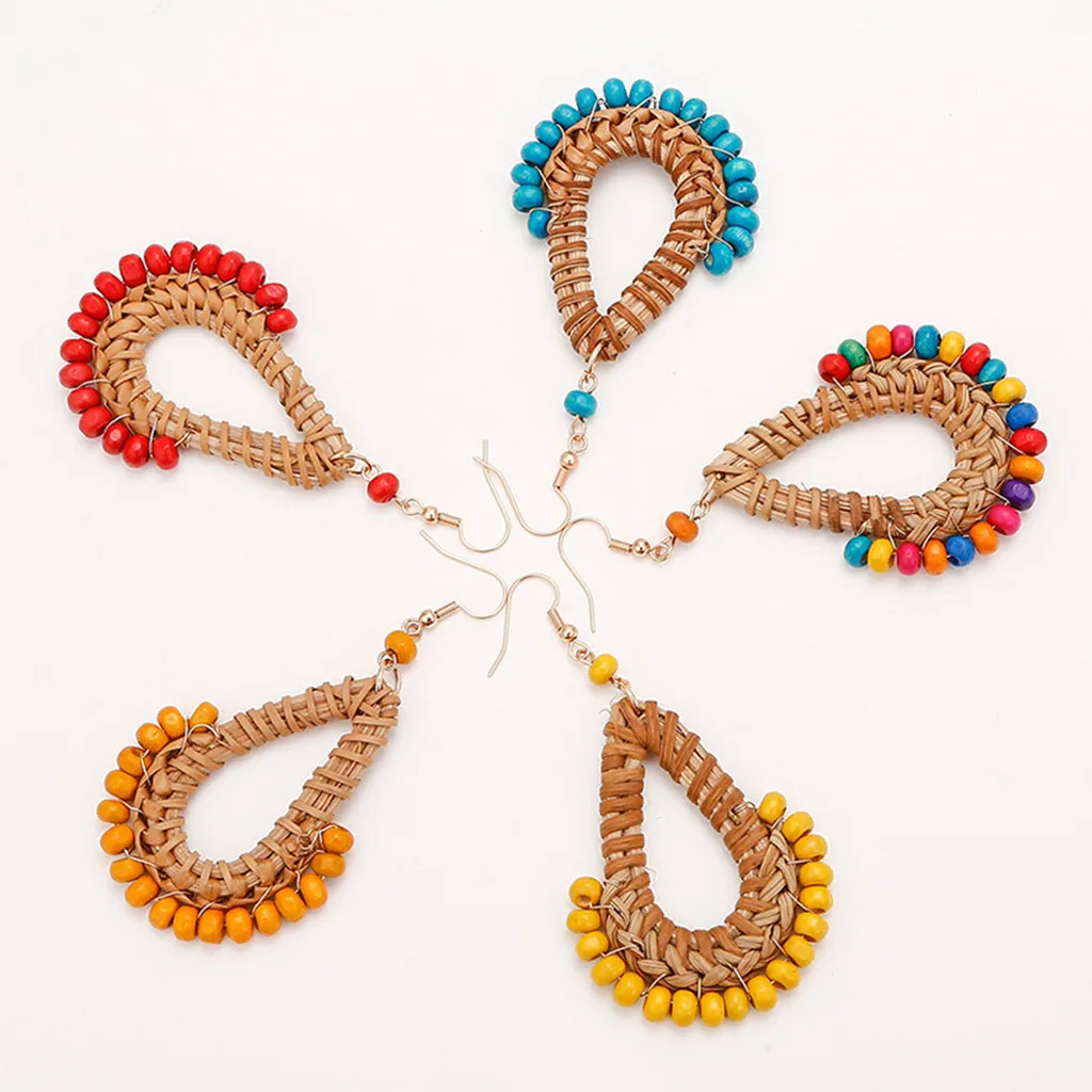 Delicate Bohemian Style Earrings Exquisite Handmade Rattan Rice Beads Earring Geometric Earrings Ladies Jewelry Oorbellen Bijoux
Delicate Bohemian Style Earrings Exquisite Handmade Rattan Rice Beads Earring Geometric Earrings Ladies Jewelry Oorbellen Bijoux