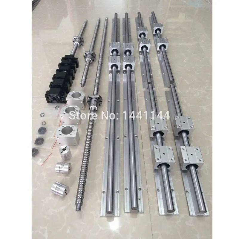 

6 sets linear guide Rail SBR16- 300/600/800mm + ballscrew SFU1204- 350/650/850mm + BK/BF10 + Nut housing + Coupler CNC parts