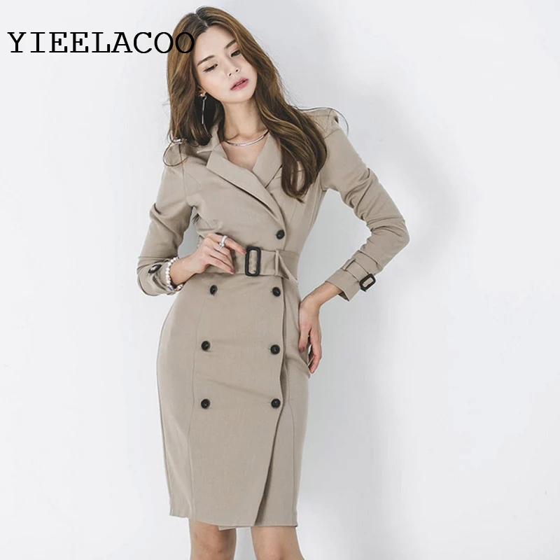 Dress women's double breasted Mid-length Long-sleeved 2019 spring /autumn dress ol professiona suit-collar bag hip ladies dress
Dress women's double breasted Mid-length Long-sleeved 2019 spring /autumn dress ol professiona suit-collar bag hip ladies dress