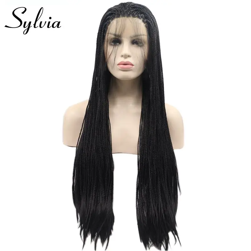 Sylvia Long Black Braided Wigs With Baby Hair #1B Micro Braids Synthetic Lace Front Wig For Women Heat Resistant Fiber Hair Wig
Sylvia Long Black Braided Wigs With Baby Hair #1B Micro Braids Synthetic Lace Front Wig For Women Heat Resistant Fiber Hair Wig