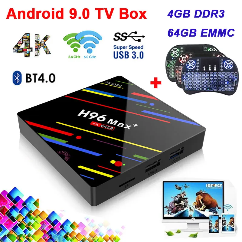 TV Box H96 MAX Plus Android 9.0 RK3328 4GB 64GB 2.4/5G Wifi 4K H.265 BT 4.0 Media player Smart Set Top Box H96 Pro H2 PK X96 MAX
TV Box H96 MAX Plus Android 9.0 RK3328 4GB 64GB 2.4/5G Wifi 4K H.265 BT 4.0 Media player Smart Set Top Box H96 Pro H2 PK X96 MAX