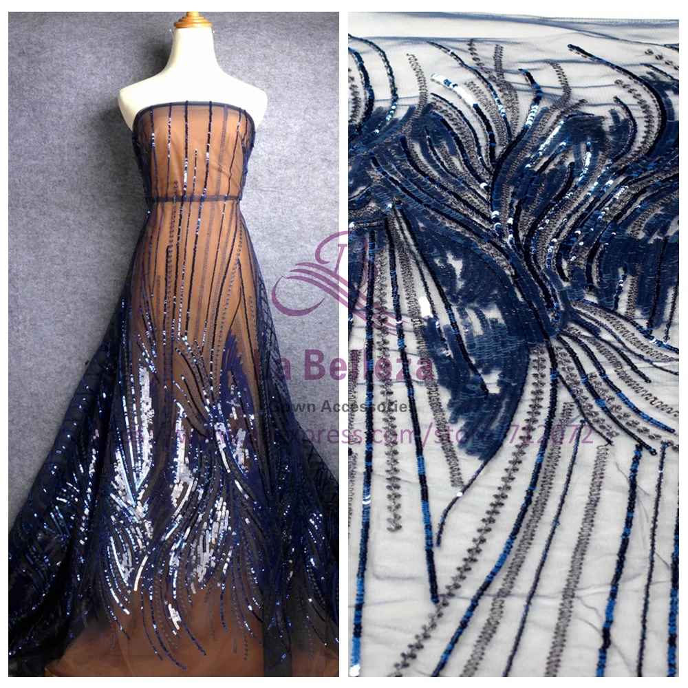 La Belleza 1 yard On sale DEEP BLUE and other 5 colours sequins metallic on mesh embroidered lace fabric 51" width
La Belleza 1 yard On sale DEEP BLUE and other 5 colours sequins metallic on mesh embroidered lace fabric 51" width