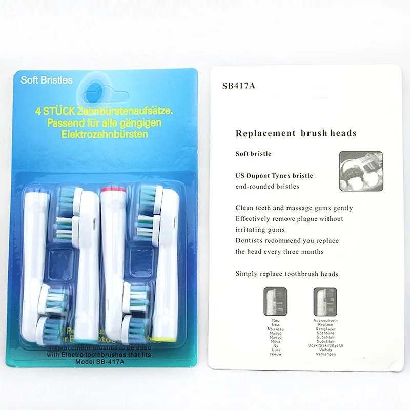 4 Pieces Packed Replacement Toothbruh Head SB-417A Compatible With Vitality Pro500, 1000, 3000, 5000 Oral~B Dual Clean Head
4 Pieces Packed Replacement Toothbruh Head SB-417A Compatible With Vitality Pro500, 1000, 3000, 5000 Oral~B Dual Clean Head