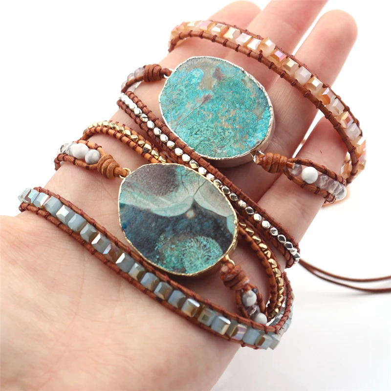 Chic Women Leather Bracelet Bangle Mixed Natural Stones Gilded Stone 5 Strands Wrap Bracelets Handmade Charm Boho Bracelet
Chic Women Leather Bracelet Bangle Mixed Natural Stones Gilded Stone 5 Strands Wrap Bracelets Handmade Charm Boho Bracelet