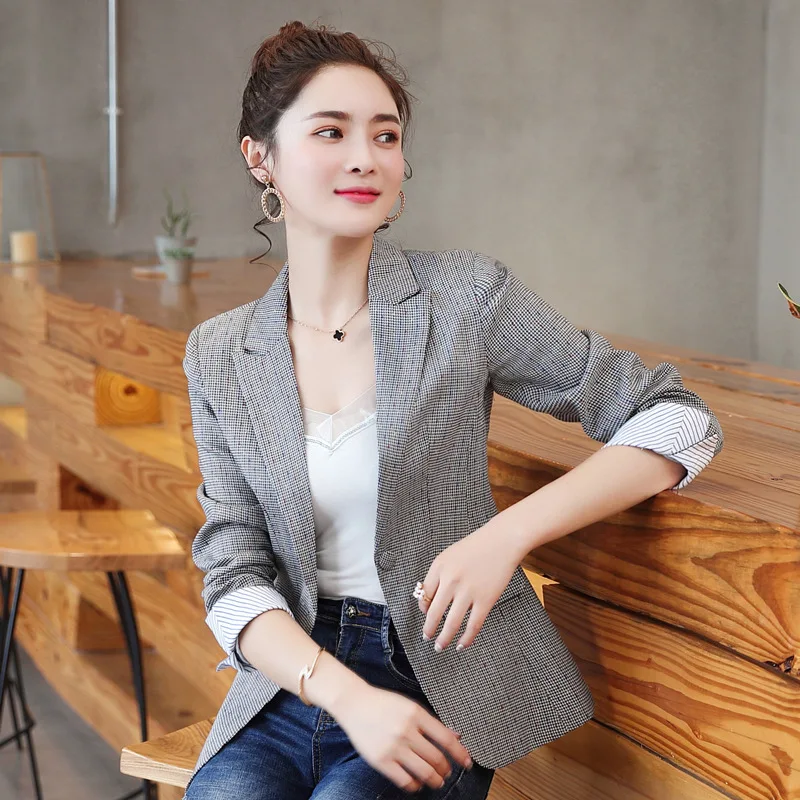 2020 Korean Spring Autumn New Chic Office Lady Casual Houndstooth Plaid Blazer Jacket Gray Plus Size
2020 Korean Spring Autumn New Chic Office Lady Casual Houndstooth Plaid Blazer Jacket Gray Plus Size