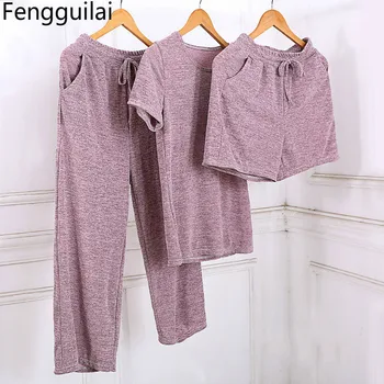 3 Pieces Set For Women Sexy Vogue Summer Soft Tracksuit Sets Casual T Shirt & Shorts Long Pants Suit Outfit Overalls Playsuits
3 Pieces Set For Women Sexy Vogue Summer Soft Tracksuit Sets Casual T Shirt & Shorts Long Pants Suit Outfit Overalls Playsuits