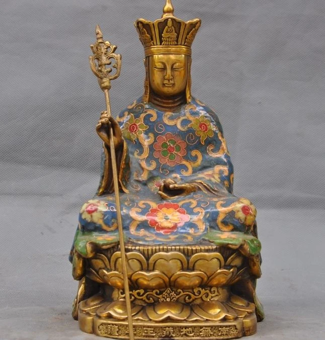 Old Tibet Buddhism Bronze Cloisonne Jizo Ksitigarbha Bodhisattva Buddha Statue A
Old Tibet Buddhism Bronze Cloisonne Jizo Ksitigarbha Bodhisattva Buddha Statue A