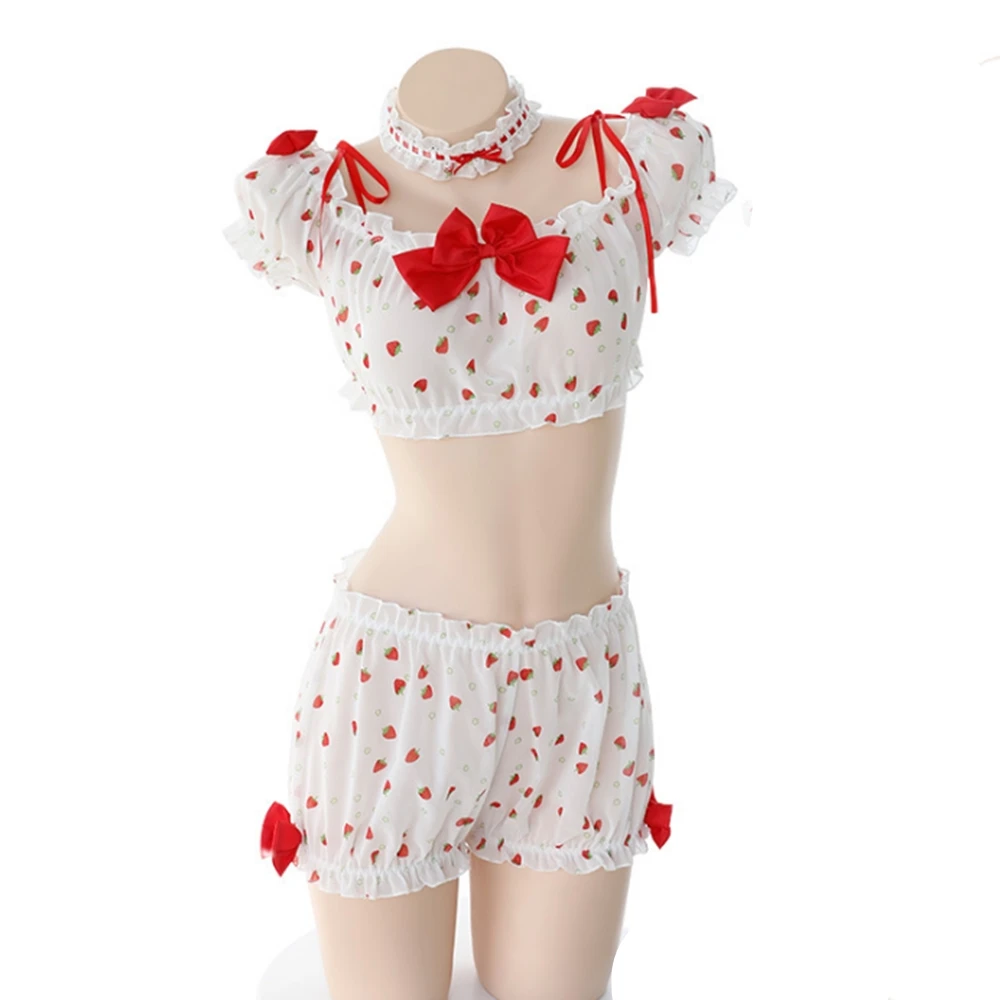 Japanese Sexy Lingerie Womens Girl Cute Cosplay Hot Bandage Erotic Costumes Sleepwear Kawaii Strawberry 3 Piece Set Pajamas
Japanese Sexy Lingerie Womens Girl Cute Cosplay Hot Bandage Erotic Costumes Sleepwear Kawaii Strawberry 3 Piece Set Pajamas
