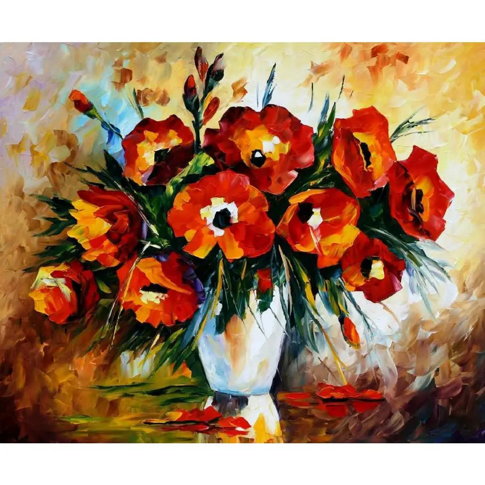 Modern still life palette knife canvas oil paintings red flowers for wall art home decor
Modern still life palette knife canvas oil paintings red flowers for wall art home decor