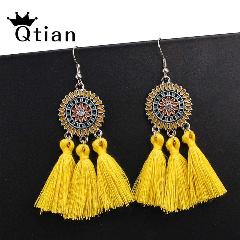 Qtian New Fashion Exaggerate Big Sun Flower Long Tassel Earrings Bohemia Women's Earring For Creative Design Jewelry Brincos
Qtian New Fashion Exaggerate Big Sun Flower Long Tassel Earrings Bohemia Women's Earring For Creative Design Jewelry Brincos
