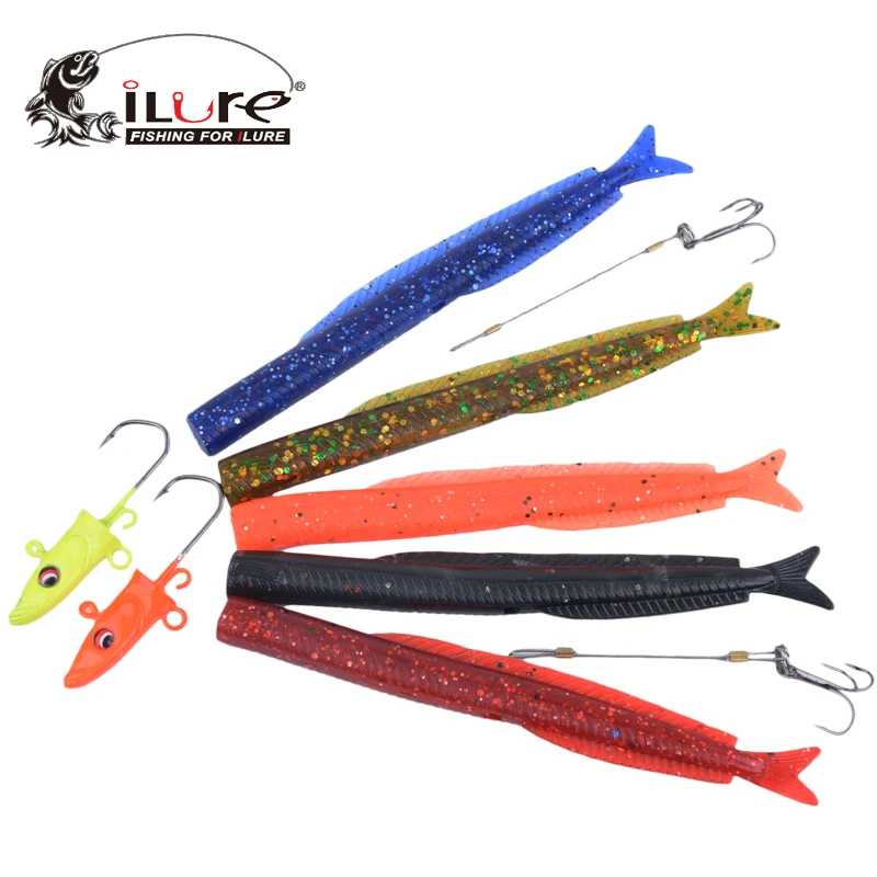 ILURE Soft Plastic With Jig Head and Hooks 5pcs/Pack Soft Lure +2pcs Jig head 14g 107mm Bait
ILURE Soft Plastic With Jig Head and Hooks 5pcs/Pack Soft Lure +2pcs Jig head 14g 107mm Bait