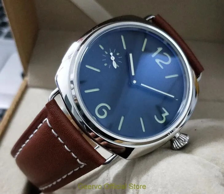 45mm GEERVO black dial Asian 6497 17 jewels Mechanical Hand Wind movement men's watch green luminous Mechanical watches 057A
45mm GEERVO black dial Asian 6497 17 jewels Mechanical Hand Wind movement men's watch green luminous Mechanical watches 057A