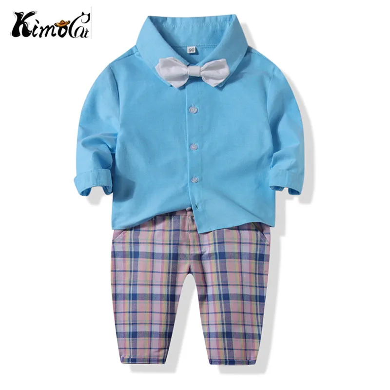 Kimocat bebes Spring and fall cotton long sleeve bow bow gentlemen handsome shirt check pants baby boy set
Kimocat bebes Spring and fall cotton long sleeve bow bow gentlemen handsome shirt check pants baby boy set