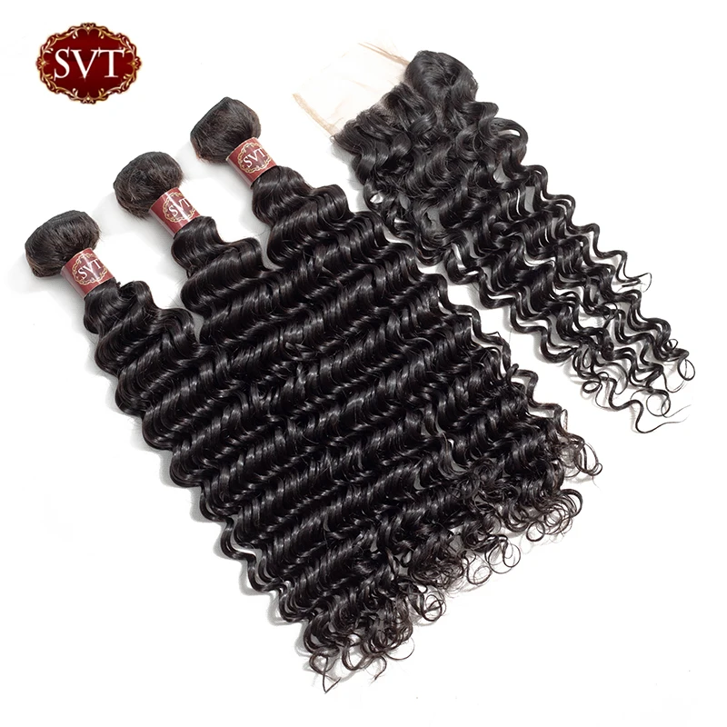 SVT Deep Wave Bundles With Closure Indian Hair Weave Bundles With Closure Human Hair Bundles With Lace Closure Non Remy
SVT Deep Wave Bundles With Closure Indian Hair Weave Bundles With Closure Human Hair Bundles With Lace Closure Non Remy