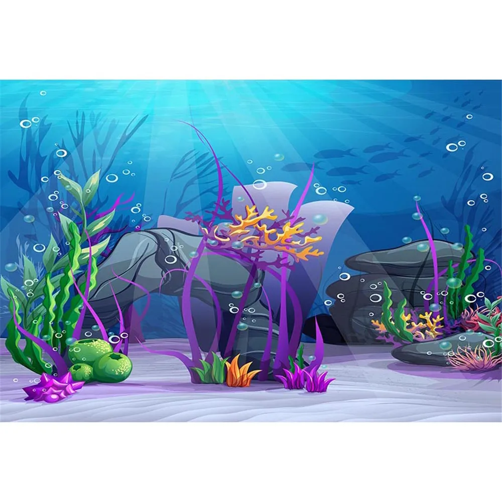 Under the Sea Party Themed Backdrop Photography Sunshine Through Deep Blue Ocean Seaweed Bubbles Little Mermaid Photo Background
Under the Sea Party Themed Backdrop Photography Sunshine Through Deep Blue Ocean Seaweed Bubbles Little Mermaid Photo Background