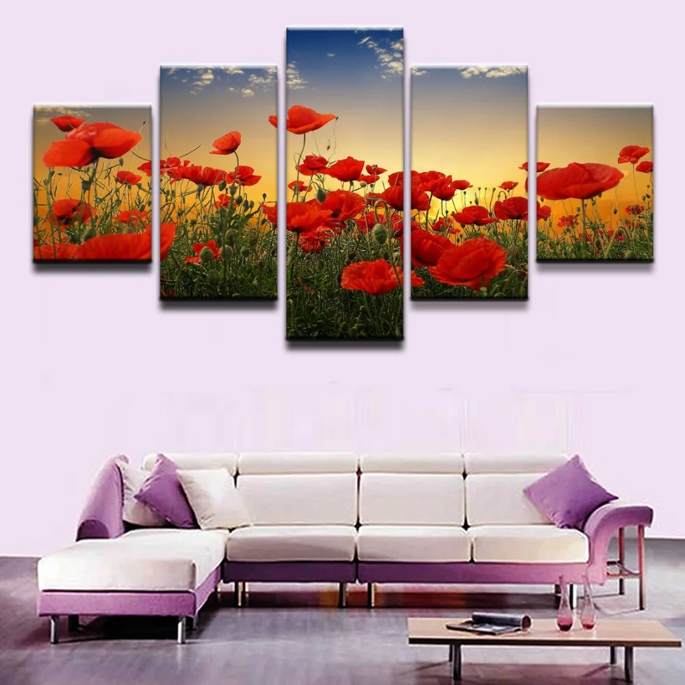 Canvas Living Room Wall Art Frame HD Prints Home Decor Pictures 5 Piece Mother Nature's Poppy Flower Painting Modular Poster
Canvas Living Room Wall Art Frame HD Prints Home Decor Pictures 5 Piece Mother Nature's Poppy Flower Painting Modular Poster