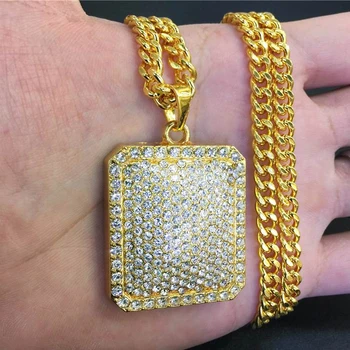 Fashion Men Hip Hop Gold Geometric Square Dog Tag Pendant Chain Bling Iced Out Full Crystal Rhinestone Rock Rap Necklace Jewelry
Fashion Men Hip Hop Gold Geometric Square Dog Tag Pendant Chain Bling Iced Out Full Crystal Rhinestone Rock Rap Necklace Jewelry