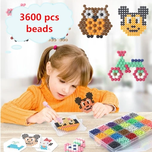 

24 Colors 3600 pcs Water Spray Aqua Hama Beads DIY Kit Ball Puzzle Game Fun handmaking 3D puzzle Educational Toys For Children