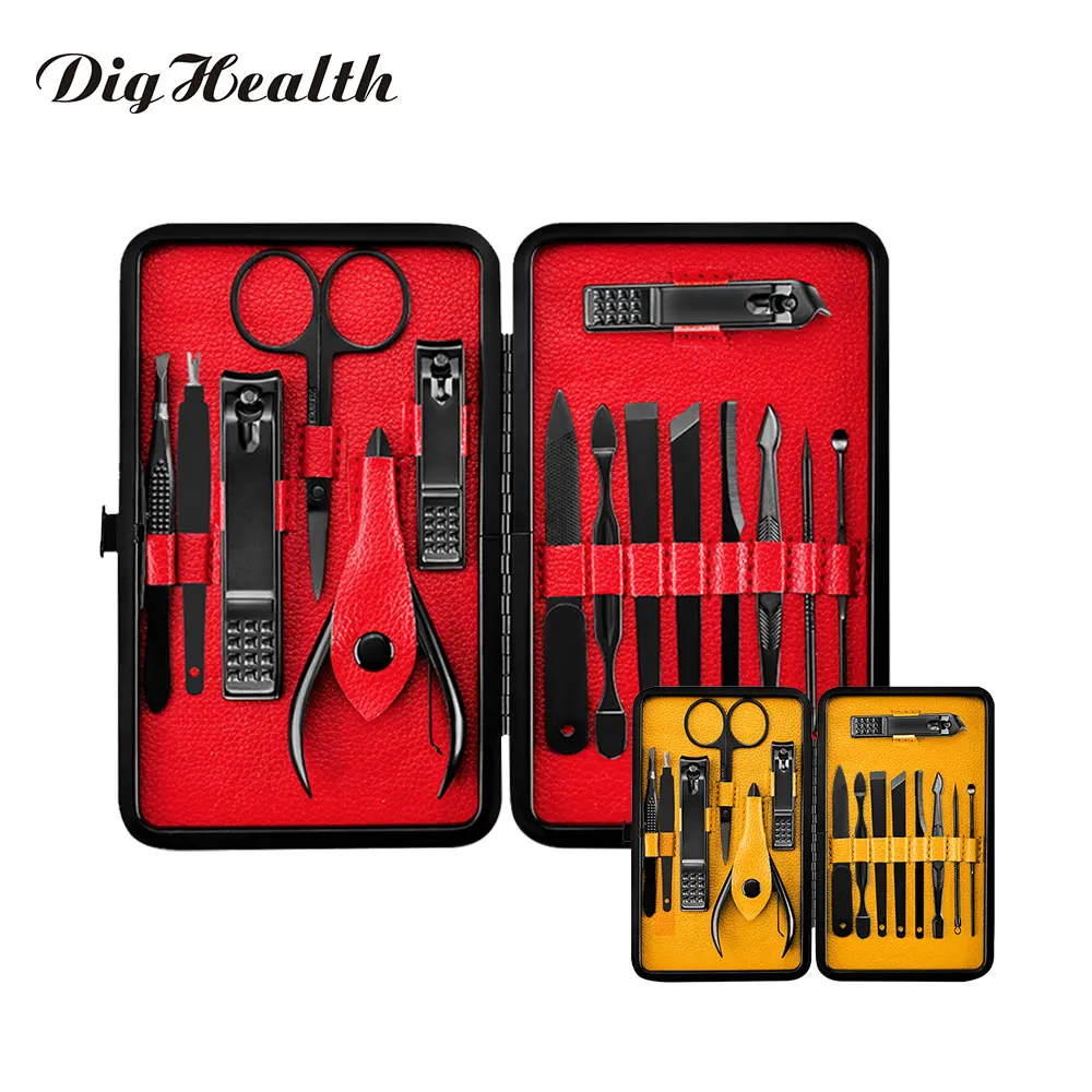 Dighealth 15 Pcs/set Black Stainless Steel Nail Clipper Cutter Set Manicure Pedicure Ear Pick Cleaner Grooming Kit Nail Art Tool
Dighealth 15 Pcs/set Black Stainless Steel Nail Clipper Cutter Set Manicure Pedicure Ear Pick Cleaner Grooming Kit Nail Art Tool