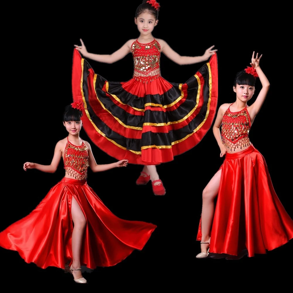 Spanish Costume Girl Long Red Flamenco Style Dance Dress Ballroom Belly Skirt For Girls Child 180/360/540/720 Degree DL2874
Spanish Costume Girl Long Red Flamenco Style Dance Dress Ballroom Belly Skirt For Girls Child 180/360/540/720 Degree DL2874