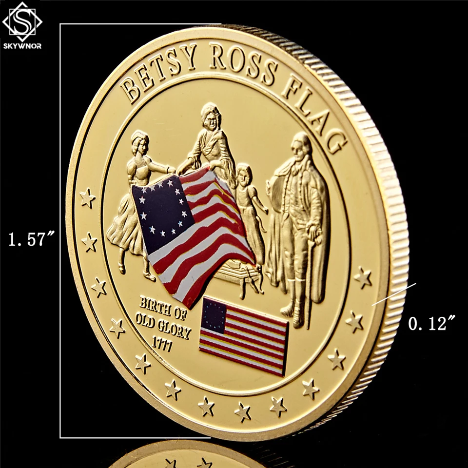 Коллекционная История США 1777 памятная монета Бетси Росс с флагом