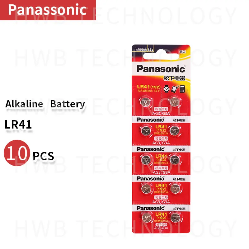10pcs PANASONIC LR41 192 AG3 0%Hg 192 392A 1.5V Cell battery batteries For calculator 0%Hg
10pcs PANASONIC LR41 192 AG3 0%Hg 192 392A 1.5V Cell battery batteries For calculator 0%Hg