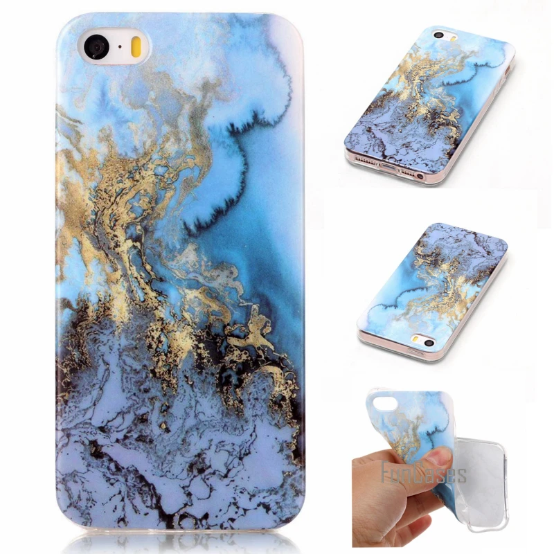 Для чехла iphone 5S силиконовый чехол для SE мраморное изображение камня окрашенные