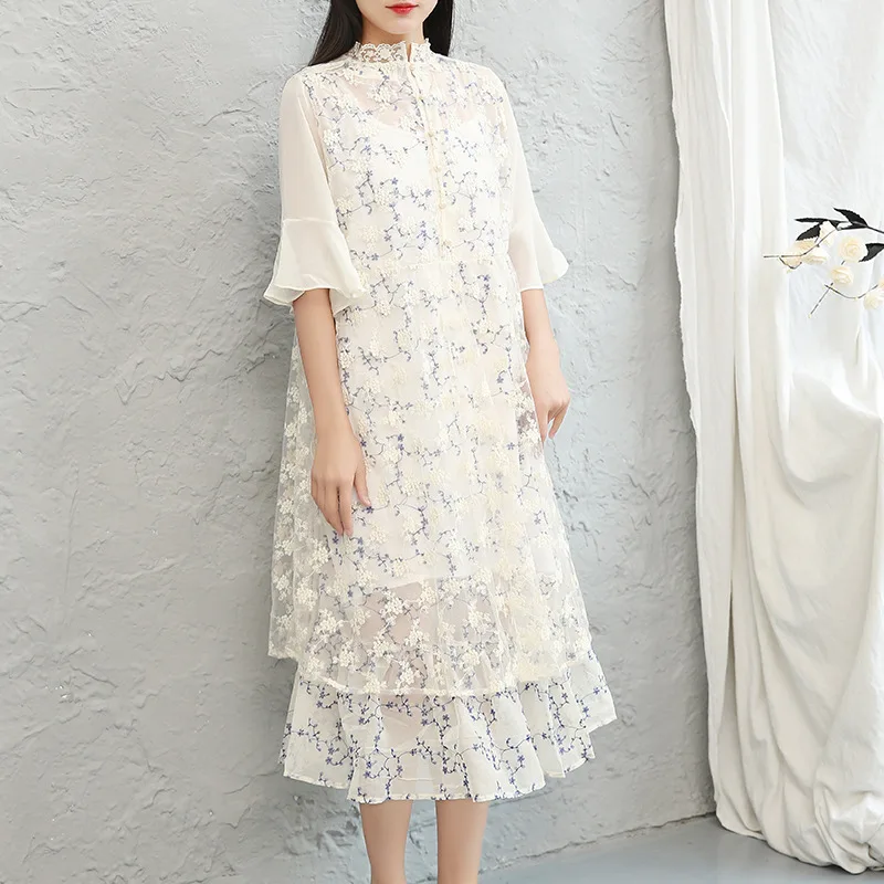 Johnature Casual Loose 2019 New Summer Dress Patchwork Butterfly Sleeve Knee-length Embroidery Stand Collar Cotton Women Dress
Johnature Casual Loose 2019 New Summer Dress Patchwork Butterfly Sleeve Knee-length Embroidery Stand Collar Cotton Women Dress