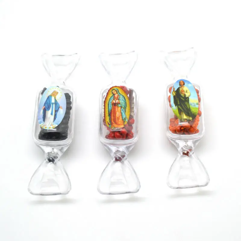 Acrylic candy box with catholic figure Jude Guadalupe Mary wood bead small rosary bracelet
Acrylic candy box with catholic figure Jude Guadalupe Mary wood bead small rosary bracelet