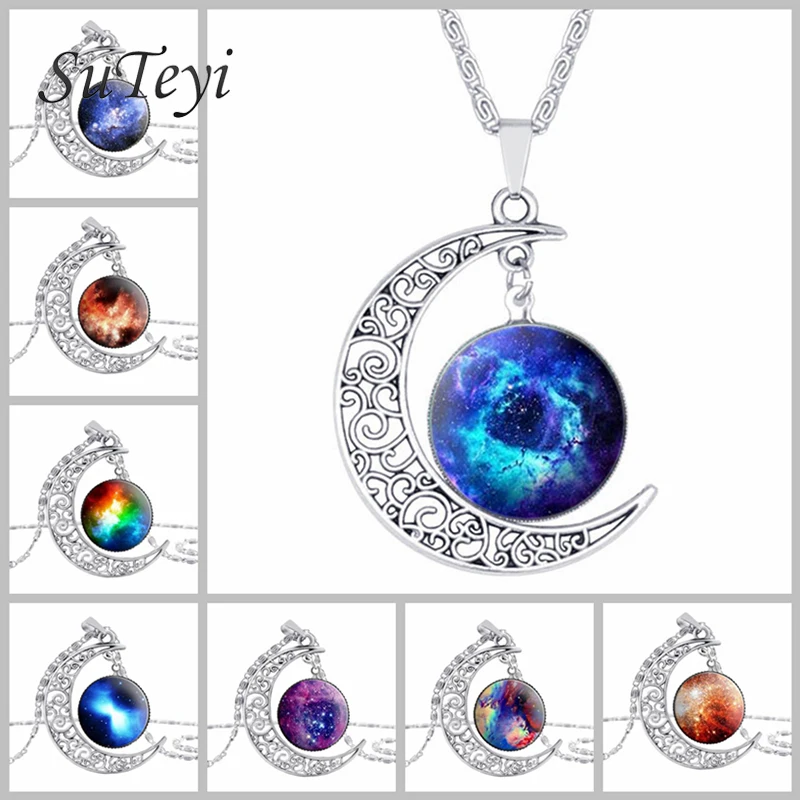 SUTEYI Vintage glass galaxy pendant necklace full moon accessories necklace space jewelry for ladies girls wholesale
SUTEYI Vintage glass galaxy pendant necklace full moon accessories necklace space jewelry for ladies girls wholesale