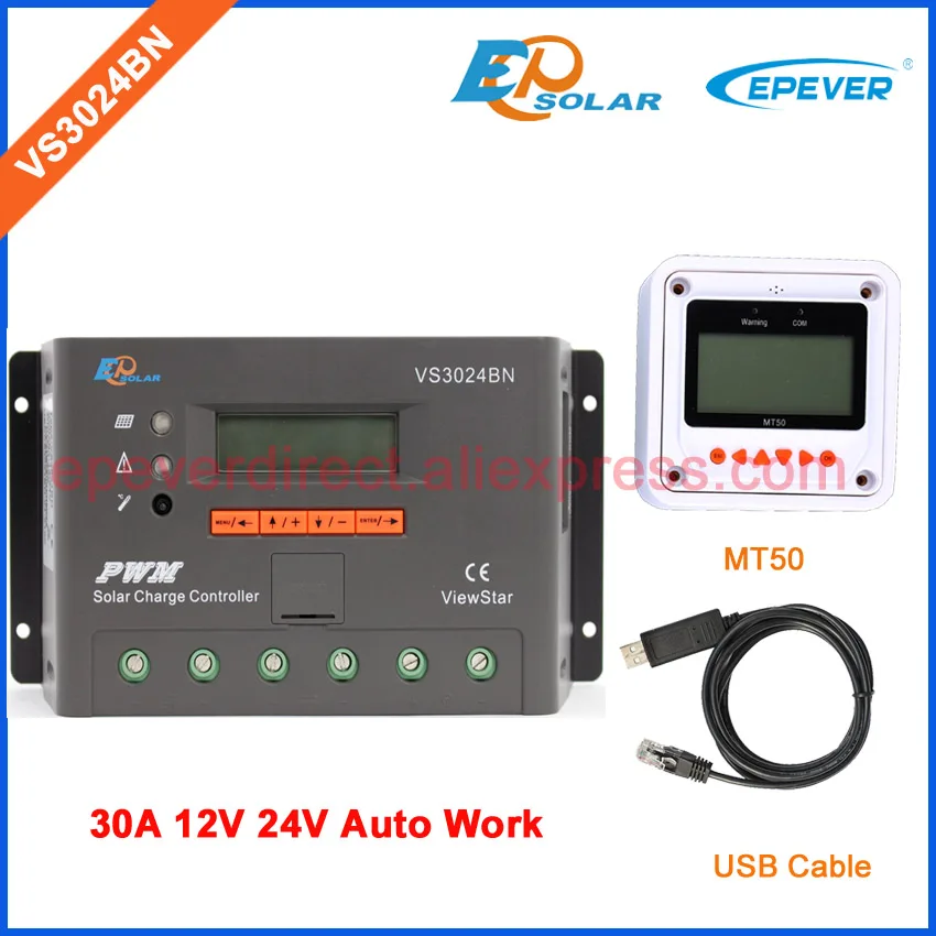 EP New series PWM regulator solar panel system Controller with USB cable and MT50 remote meter VS3024BN 30A 30amp
EP New series PWM regulator solar panel system Controller with USB cable and MT50 remote meter VS3024BN 30A 30amp