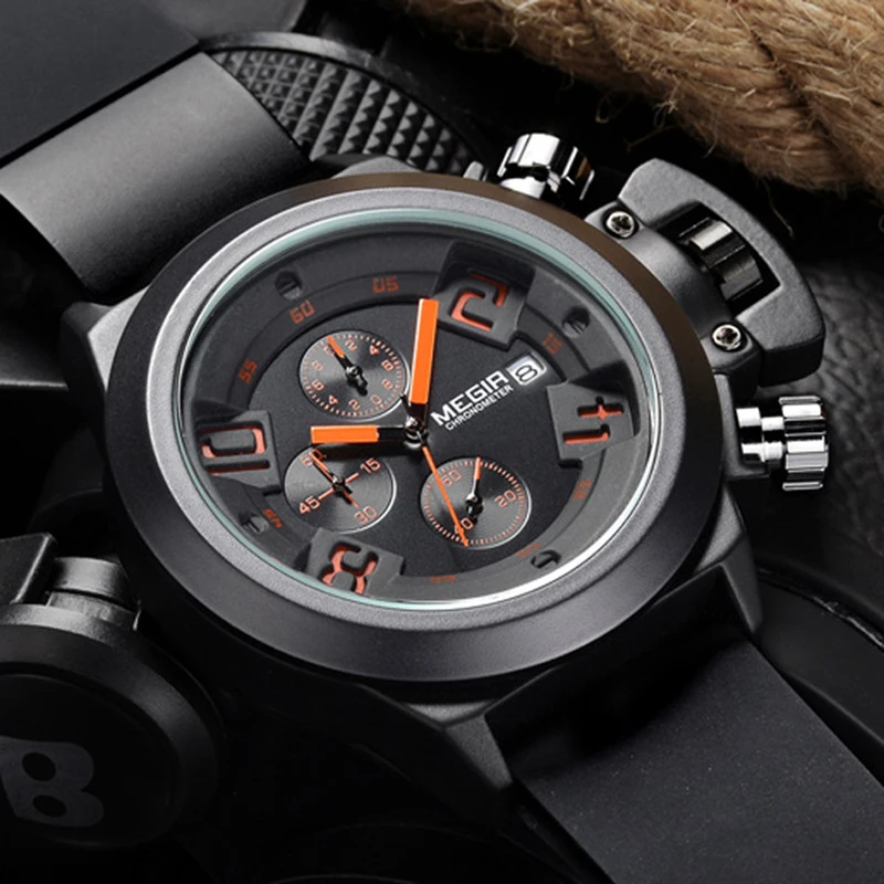 MEGIR Men's Casual Quartz Watch 3D Engraved Dial Black Silicone watches men Waterproof Military Sport Watch for Man MG2002
MEGIR Men's Casual Quartz Watch 3D Engraved Dial Black Silicone watches men Waterproof Military Sport Watch for Man MG2002