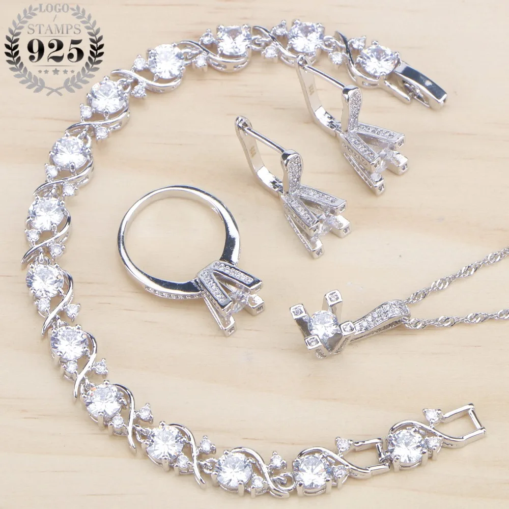 White Zircon Silver 925 Wedding Jewelry Sets Women Costume Jewelry Pendant Necklace Rings Charms Bracelet Earrings Set Gift Box
White Zircon Silver 925 Wedding Jewelry Sets Women Costume Jewelry Pendant Necklace Rings Charms Bracelet Earrings Set Gift Box