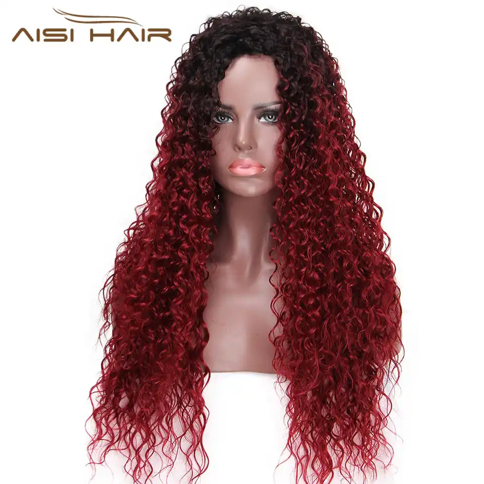Parik I S A 30 Dyujmov Dlinnye Sinteticheskie Volosy Ombre Afro Kudryavye Volosy Dlya Zhenshin Chernaya Afrikanskaya Pricheska Wigs For Blacks Wigs For Black Women Wig Curly Aliekspress