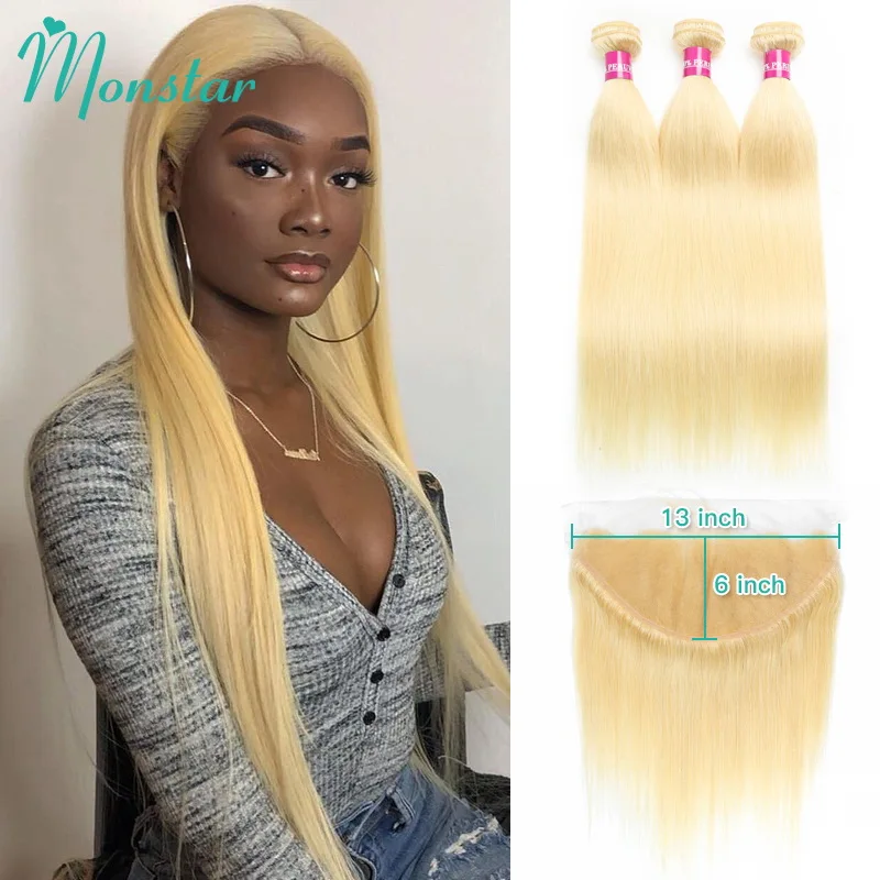 Monstar Blonde Bundles With Frontal Peruvian Straight Remy Human Hair Extensions 8 - 30 Inch 613 Bundles with 13x6 Lace Frontal
Monstar Blonde Bundles With Frontal Peruvian Straight Remy Human Hair Extensions 8 - 30 Inch 613 Bundles with 13x6 Lace Frontal