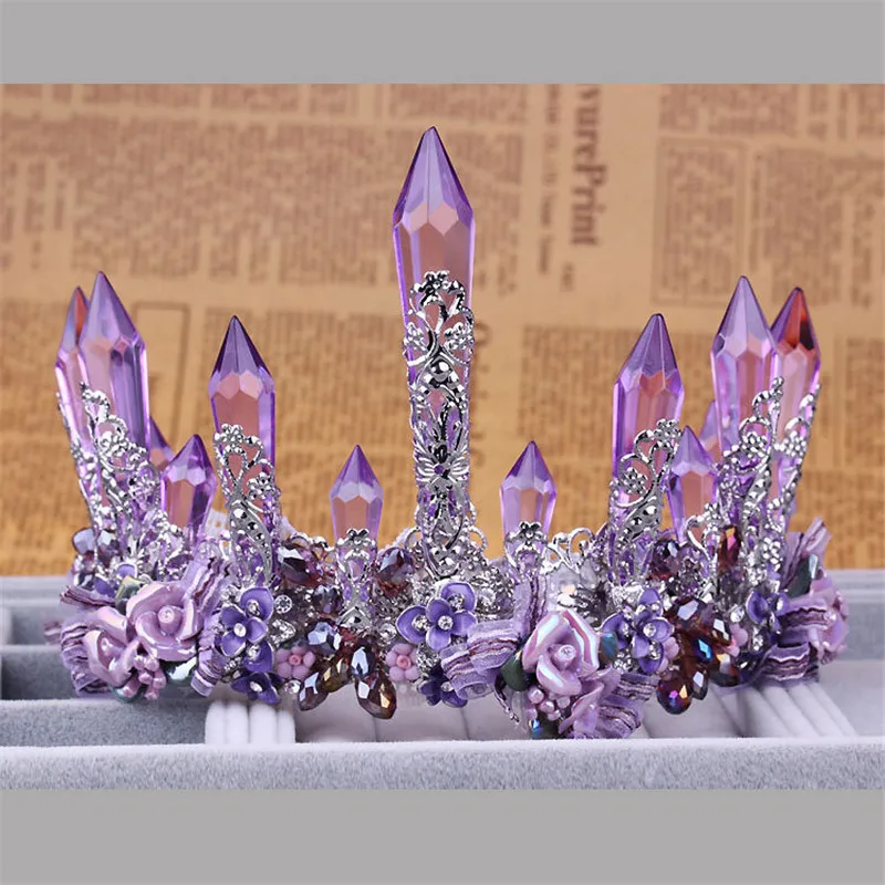 Vintage Purple Crystal Queen King Wedding Noble Crown Tiara Bride Prom Flower Perfect Coronas Headdress Women Jewelry Accessory
Vintage Purple Crystal Queen King Wedding Noble Crown Tiara Bride Prom Flower Perfect Coronas Headdress Women Jewelry Accessory
