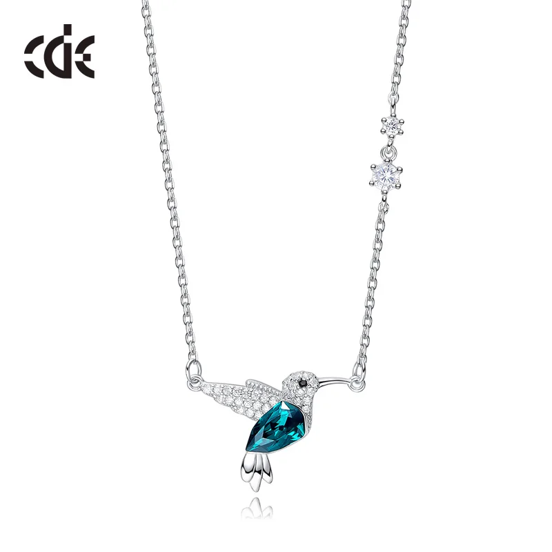 

CDE 925 Sterling Necklace Pendant Embellished with crystals from Swarovski Bird Animal Necklace Women Chain Jewellery Collares