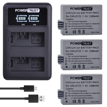 3Pcs LP-E5 LPE5 LP E5 Digital Li-ion Battery + LED USB Dual Charger for Canon EOS Rebel XS, Rebel T1i, Rebel XSi, 1000D, 500D, 
3Pcs LP-E5 LPE5 LP E5 Digital Li-ion Battery + LED USB Dual Charger for Canon EOS Rebel XS, Rebel T1i, Rebel XSi, 1000D, 500D,