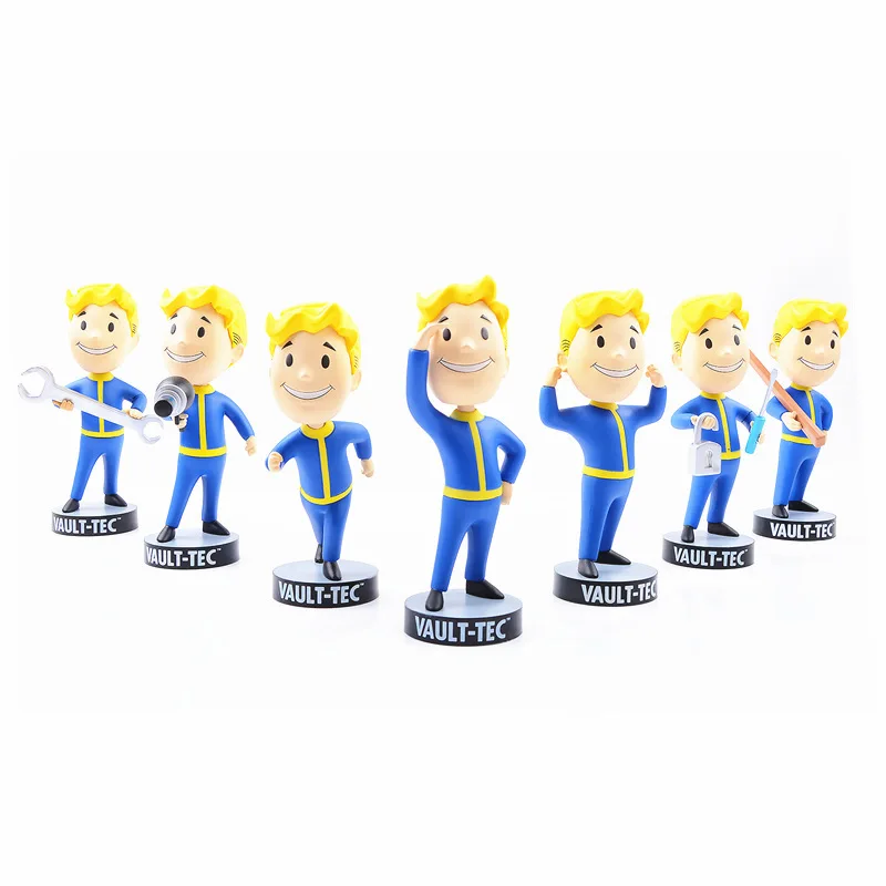 7pcs/lot Gaming Heads Fallout 4 Vault Boy Bobbleheads Series13cm PVC Action Figure
7pcs/lot Gaming Heads Fallout 4 Vault Boy Bobbleheads Series13cm PVC Action Figure