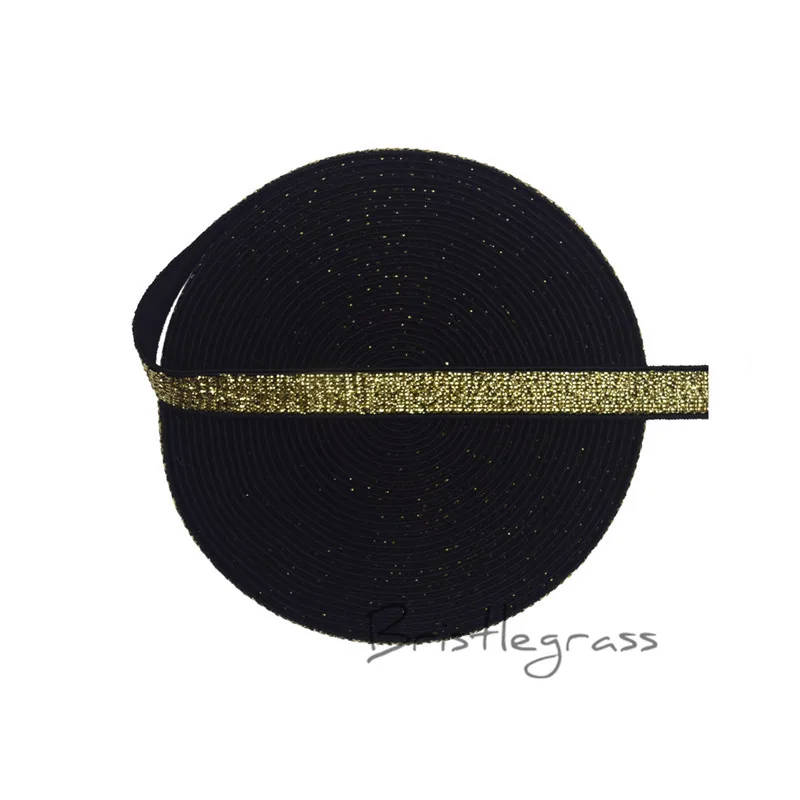 BRISTLEGRASS 5 Yard 3/8" 10mm Gold Metallic Glitter Black Non-foldover Elastic Spandex Band Headband Shoulder Bra Strap Lingerie
BRISTLEGRASS 5 Yard 3/8" 10mm Gold Metallic Glitter Black Non-foldover Elastic Spandex Band Headband Shoulder Bra Strap Lingerie