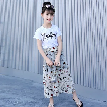Children Wear Girls Summer Princess Cute Letters Cotton Short Sleeved Suit The Big Children Chiffon Wide-leg Pants Two-piece
Children Wear Girls Summer Princess Cute Letters Cotton Short Sleeved Suit The Big Children Chiffon Wide-leg Pants Two-piece