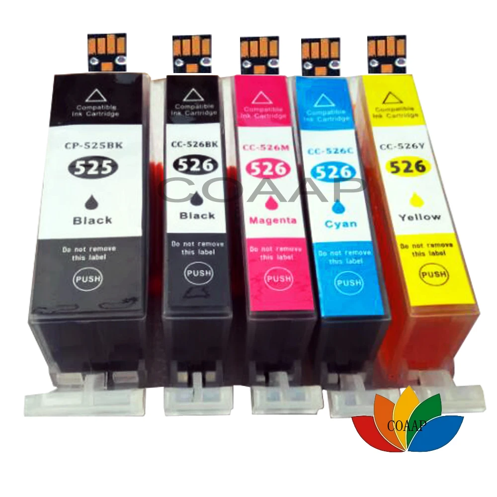 

5 Compatible Canon 525 526 Printer Ink Cartridges for Pixma MG5350 MG5150 MG5250 MG5300 MG6150