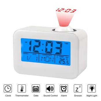 LCD Display Alarm Clock Voice Control Ceiling Projection with Temperature Date Calendar Support alarm snooze integral function
LCD Display Alarm Clock Voice Control Ceiling Projection with Temperature Date Calendar Support alarm snooze integral function