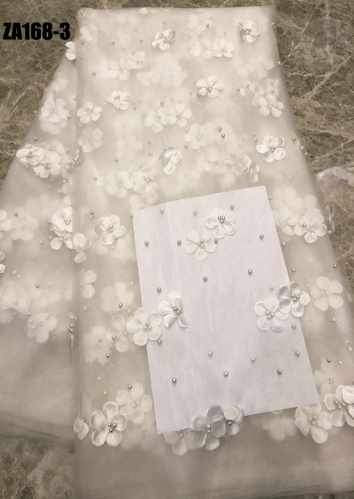 White 3D Beads Lace Fabric 2019 High Quality Mesh Embroidery Applique 3D Flower Tulle Nigerian Lace Fabrics for Bridal ZA168
White 3D Beads Lace Fabric 2019 High Quality Mesh Embroidery Applique 3D Flower Tulle Nigerian Lace Fabrics for Bridal ZA168