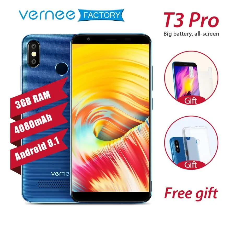 Vernee T3 Pro 4G LTE мобильный телефон 3GB 16 GB большой аккумулятор 4080mAh 18:9 ободок менее