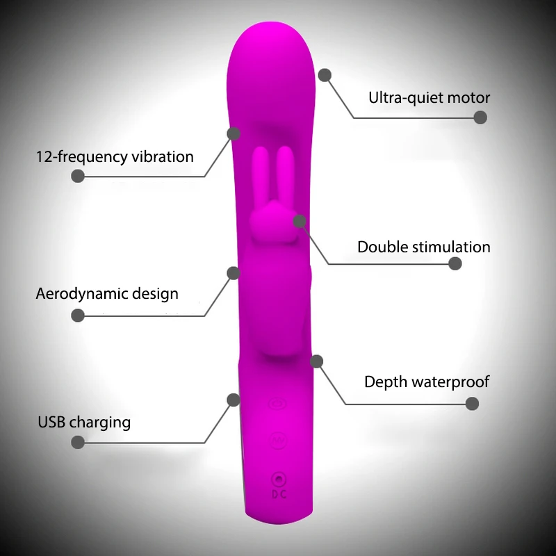12 Speed G-spot Body Massage Rabbit Clitorial Vibrator Dildo USB Rechargeable Female Masturbation Dildo Vibrator Sex Toy for Woman (2)